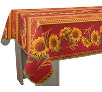 Le linge de Jules Stain-Resistant Tablecloth Sunflower Red - Size: Rectangular 150 x 300 cm, Yellow/Red