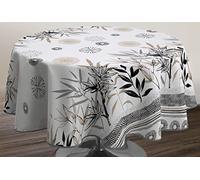 Le linge de Jules Stevia Stain-Resistant Tablecloth Round 160 cm Black/Beige/Grey/Ecru