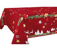 Le linge de Jules Tablecloth - Anti-Stain - Noël Red - size : Rectangular 59x137 inches