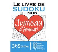 Le Livre de Sudoku de mon Jumeau d'Amour | 365 Grilles | 4 Niveaux de Difficulté: Cadeau à offrir à son frère jumeau : 365 grilles dont 100 faciles, ... et 65 diaboliques. Un an de plaisir !