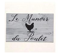 Le Manoir Due Poulet French Chicken Rooster Hen Coop House Sign Wall Plaque Or Hanging Rustic Timber Look Farm Country Metal Sign 8x12 inches