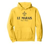 Le Marais Paris France Fleur de Lis Pullover Hoodie, Adult Unisex, Lemon Yellow, Small
