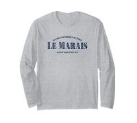 Le Marais The Historic Heart of Paris Coordinates Navy Ink Long Sleeve T-Shirt