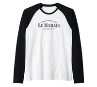 Le Marais The Historic Heart of Paris Coordinates Navy Ink Raglan Baseball Tee