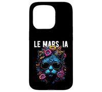 Le Mars IA Cat Wearing Sunglasses and Flowers Design Case for iPhone 15 Pro