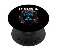 Le Mars IA Cat Wearing Sunglasses and Flowers Design PopSockets Adhesive PopGrip