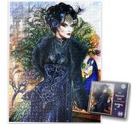 Le Mauvais Oeil 1000 Piece Jigsaw Puzzle - Gothic Fantasy from Alchemy Collection - Dark Art for Adults Featuring Enchantress and Peacock Size 66 x 50 cm