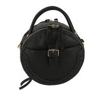 Le Miel Mini Round Tassel Charm Vegan Leather Crossbody Shoulder Sling Bag for Women, Cqf012(black)
