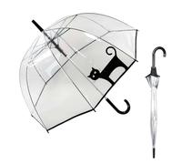 Le Monde du Parapluie - Automatic transparent bell umbrella - anti-wind - 8 fiberglass ribs - solid - black cat