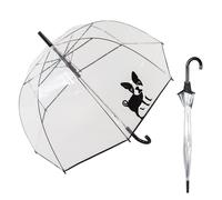 Le Monde du Parapluie - Automatic transparent bell umbrella - anti-wind - 8 fiberglass ribs - solid - French Bulldog