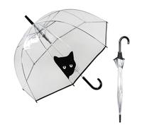 Le Monde du Parapluie - Transparent self-opening bell umbrella - anti-wind - 8 fiberglass ribs - solid - Curious cat