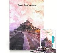Le Mont Saint Michel for Adults 1000 Piece Jigsaw Puzzle Mental Skill Anxiety Relief Playful Challenge Table Accent (38x26cm)
