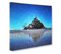 Le Mont Saint Michel in Normandy Canvas Print | Gallery Wrapped 30mm Frame Wall Art | 20x20 inches | Ready to Hang | Abstract Religious Picture | Living Room Bedroom Lounge Office