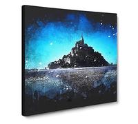 Le Mont Saint Michel in Normandy Paint Splash Canvas Print | Gallery Wrapped 30mm Frame Wall Art | 20x20 inches | Ready to Hang | Modern Religious Picture | Living Room Bedroom Lounge Office