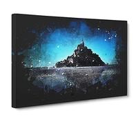 Le Mont-Saint-Michel in Normandy Paint Splash Canvas Print | Gallery Wrapped 30mm Frame Wall Art | 30x20 inches | Ready to Hang | Modern Religious Picture | Living Room Bedroom Lounge Office