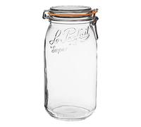 Le Parfait Super Jar - 3L French Glass Canning Jar, Wide Mouth, Airtight Lid, Clear Glass (96oz/3 Quarts, 1 pk)