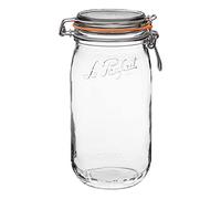 Le Parfait Super Jar, Canning Jars, 1.5L French Glass Canning Jar w/Round Body, Glass Jars w/Airtight Lid, Canning Jar Wide Mouth, Glass Jar w/Lid, Clear Jar, Clear Glass Jar (32oz/Quart & Half, 1 pk)