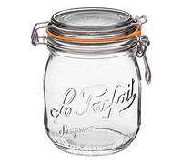 Le Parfait Super Jar, Canning Jars, 750mL French Glass Canning Jar w/Round Body, Glass Jars w/Airtight Lid, Canning Jar Wide Mouth, Glass Jar w/Lid, Clear Jars, Clear Glass Jar (24oz/Pint & Half, 1pk)