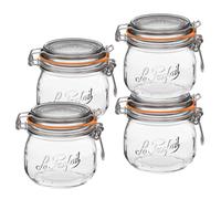 Le Parfait Super Jars - Wide Mouth French Glass Preserving Jars - Zero Waste Packaging (4, 500ml - 16oz - SS)