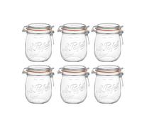 Le Parfait Super Preserve Clip Top Glass Store Jars : Pack 6 Jars Size 0.75 litre