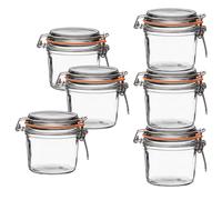 Le Parfait Super Terrine Jar,12oz (Pack of 6) 350ml Clear Jars Airtight Hinged Lids w/ Leak-Proof Rubber Seal,Ideal for Canning, Christmas Candy Jar, Coffee, Flour & Other Baking Supplies