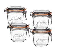 Le Parfait Super Terrine Jar,16oz/Pint (Pack of 4) 500ml Clear Jars Airtight Hinged Lids w/ Leak-Proof Rubber Seal,Ideal for Canning, Christmas Candy Jar, Coffee, Flour & Other Baking Supplies