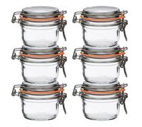 Le Parfait Super Terrine Jar,4oz (Pack of 6) 125ml Clear Jars Airtight Hinged Lids w/ Leak-Proof Rubber Seal,Ideal for Canning, Christmas Candy Jar, Coffee, Flour & Other Baking Supplies