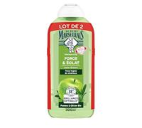 Le Pe Marseillais Organic Force & Shine Shampoo Apple & Olivier (Pack of 2, 300 ml) - Silicone-Free Shampoo for Normal Hair - 98% Natural Origin for Optimal Shine