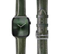 Le Pelle - Handcrafted Premium Italian Full Grain Leather Watch Band - for Apple Watch Band 41mm 40mm 38mm - for iWatch SE2, SE, Series 10 9 8 7 6 5 4 3 2 1 - Emerald Green
