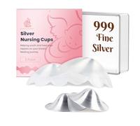 Petit Journey Silver Nursing Cups with Silicone Case, Silver Nipple Covers for Breastfeeding, Nursing Shield, 999 Silver Nipple Cover Guards, Sooth and Protect Sore Nipples (2 Pack)