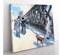 Le Pont De Leurope by Gustave Caillebotte Classic Painting Canvas Wall Art Print Ready to Hang, Framed Picture for Living Room Bedroom Home Office Décor, 35x35 cm (14x14 Inch)