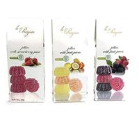 Le Preziose Gourmet Italian Fruit Jelly Sweets with Fruit -Variety of 3- Orange Lemon, Berry Raspberry, and Strawberry. ( 3 Items) Made in Italy