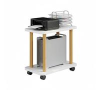 le Printer Stand with 360° Lockable Casters 2Tier Rolling Cart Solid Wood Top for Fax & 3D Printers Easy Assembly White 31.5"x18.9"