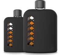 Le’raze Multi Size Glass Flask Set - Includes Metal & Plastic Lids with Cork & Silicone Seals, Funnel, Protective Silicone Sleeve - Drinking Hip Flask Bottle Gift Set for Whiskey, Liquor, Alcohol.