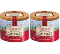 Le Saunier De Camargue Premium French Sea Salt, Fleur De Sel, Hand Harvested, Delicate Salt Flakes for Cooking, Baking and Seasoning, Round Box 1 x 125 g (Pack of 2)