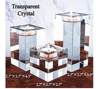 Le Sens Amazing Home Large Crystal Candle Holders Set of 3, 2.7/4.3/5.9 inches, Prepackaged Huge Big Elegant Heavy Solid Square Tealight Holders Set Centerpiece for Home Decor