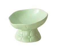 Le Serveta Lotus Series Tilted cat Feeder, Ceramic Raised Cat and Dog Food Dishes, Modern Minimalist Lotus Root Design (Green)