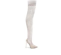 Le Silla Gilda 120mm rhinestone fishnet boots - Gold 35-35.5-36-36.5-37-38-38.5-41.5-42