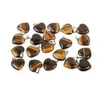 LE SKY - 20 heart shape natural stone pendants for jewelry making, 20x20x6mm, hole size 2mm, Stone