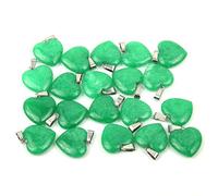 LE SKY 20 Pcs natural stone pendants heart shape healing stone charms for jewelry making, Stone, Jade