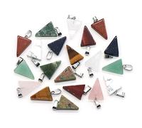 LE SKY 20 Pieces Natural Stone Pendants Triangle Shape Healing Crystal Agate Stones Assorted for Jewelry Making Necklace Earrings Not Known