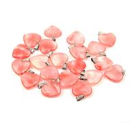 LE SKY 20pcs Natural Stone Heart Shape Charms for Jewelry Making, Stone