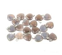 LE SKY - 20pcs Natural Stone Heart Shape Pendants for Jewelry Making, Agate, Agate
