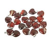 LE SKY 20pcs Natural Stone Heart Shape Pendants for Jewelry Making Stone