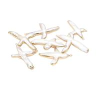 LE SKY 4pcs Natural Irregular Cross Shape Freshwater Cultured Pearl Baroque Pearl Pendants for Jewelry Making Gift, Pearl