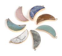 LE SKY - 4pcs Natural Moon Shape Stone Pendants and Healing Crystal Agate Stone for Jewelry Making, Not Known