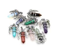 LE SKY 5pcs Natural Stone Pendant Vintage Dragon Shape Healing Crystal Charms for Jewelry Making Necklace