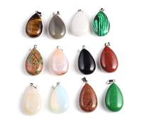 LE SKY - 5pcs Natural Stone Pendants Polished Water Drop Shape Healing Crystal Agate Stone for Jewelry Making Necklace Not Known