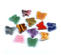 LE SKY 6pcs Natural Crystal Pendant Butterfly Shape Healing Chakra Gemstone Charms for Women Men Jewelry Making DIY Gift,Crystal