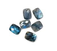 LE SKY 8 Pcs Natural Stone Pendants Faceted Rectangle Flash Labradorite Stone Beads Flash Crystal Gemstone Charms for Jewelry Making Necklace Bracelet Gift